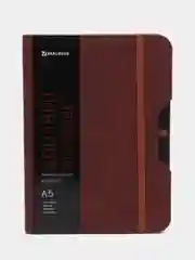 Блокнот коричневый Brauberg "Note", под кожу, с резинкой, клетка, А5 162 х 218 мм, 80 листов