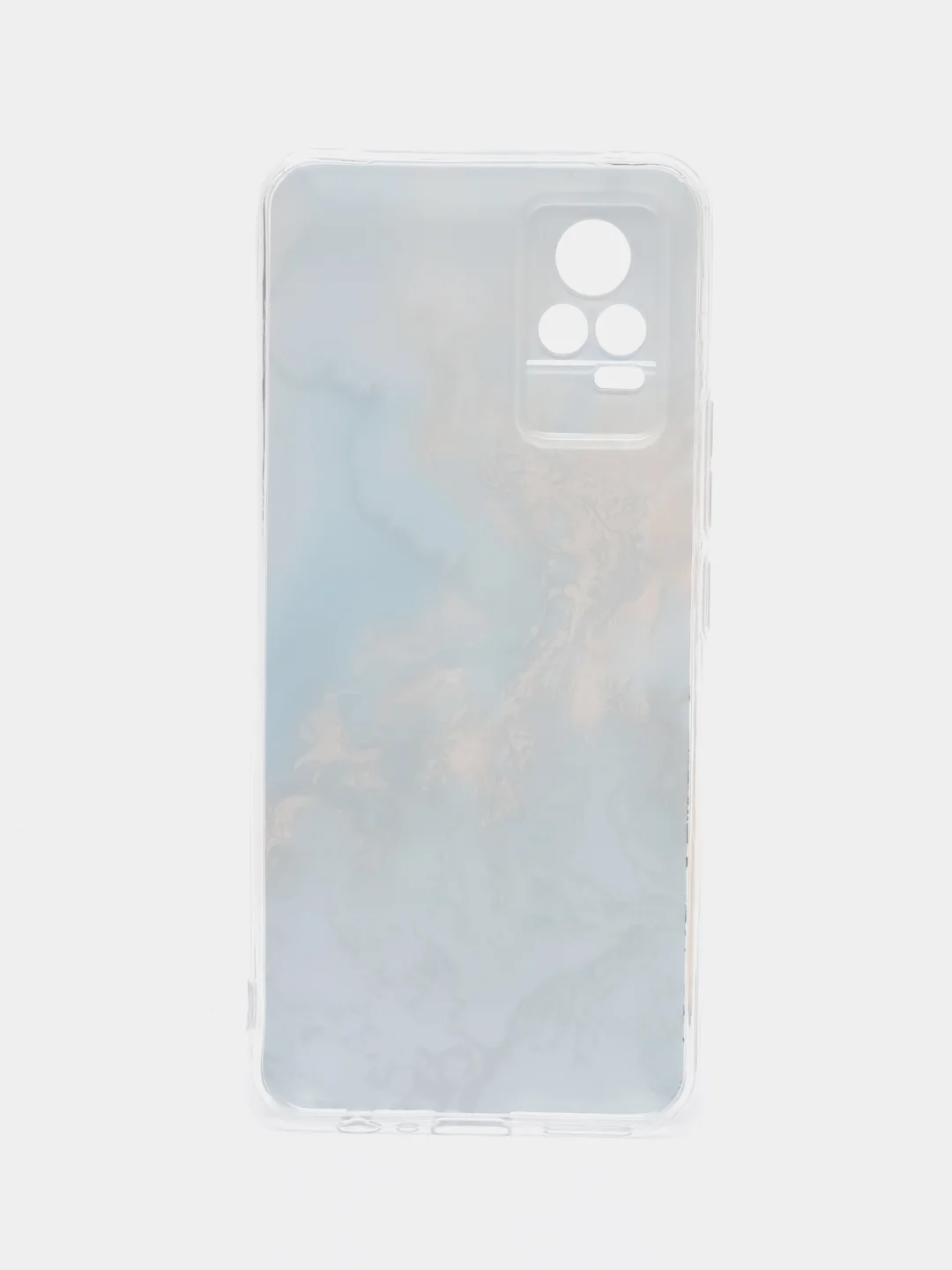 Бирюзовый силиконовый чехол на Vivo V21e 4G / Виво V21e 4G прозрачный, с рисунком, защита камеры