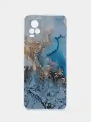 Голубой силиконовый чехол на Vivo V21e 4G / Виво V21e 4G прозрачный, с рисунком, защита камеры