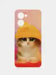 Желтый силиконовый чехол на Realme C33 / Реалми С33 прозрачный, с рисунком, защита камеры