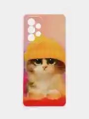 Желтый чехол на Samsung Galaxy A53 5G / Галакси А53 5G прозрачный, с рисунком, защита камеры