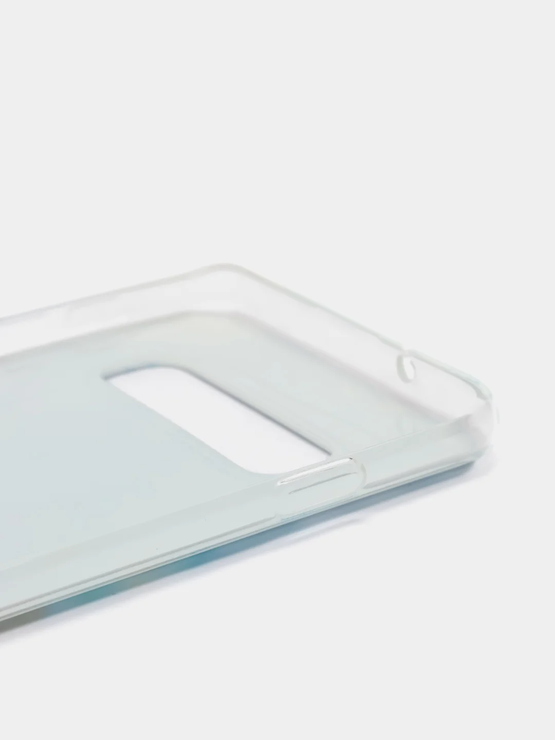 Светло-синий силиконовый чехол на Samsung Galaxy S10 / Самсунг S10 прозрачный с рисунком, защита камеры