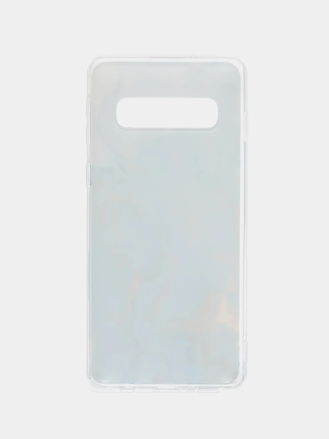 Светло-синий силиконовый чехол на Samsung Galaxy S10 / Самсунг S10 прозрачный с рисунком, защита камеры