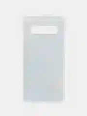 Светло-синий силиконовый чехол на Samsung Galaxy S10 / Самсунг S10 прозрачный с рисунком, защита камеры