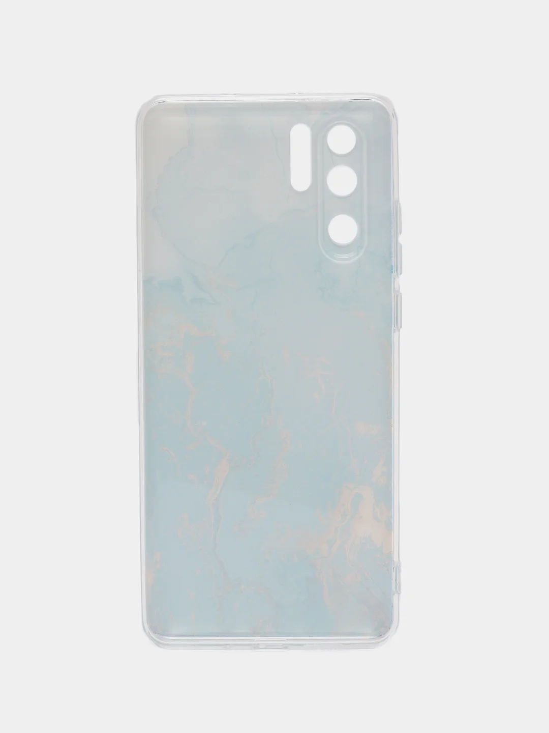 Светло-синий силиконовый чехол на Huawei P30 Pro / Хуавей P30 Pro прозрачный, с рисунком, защита камеры
