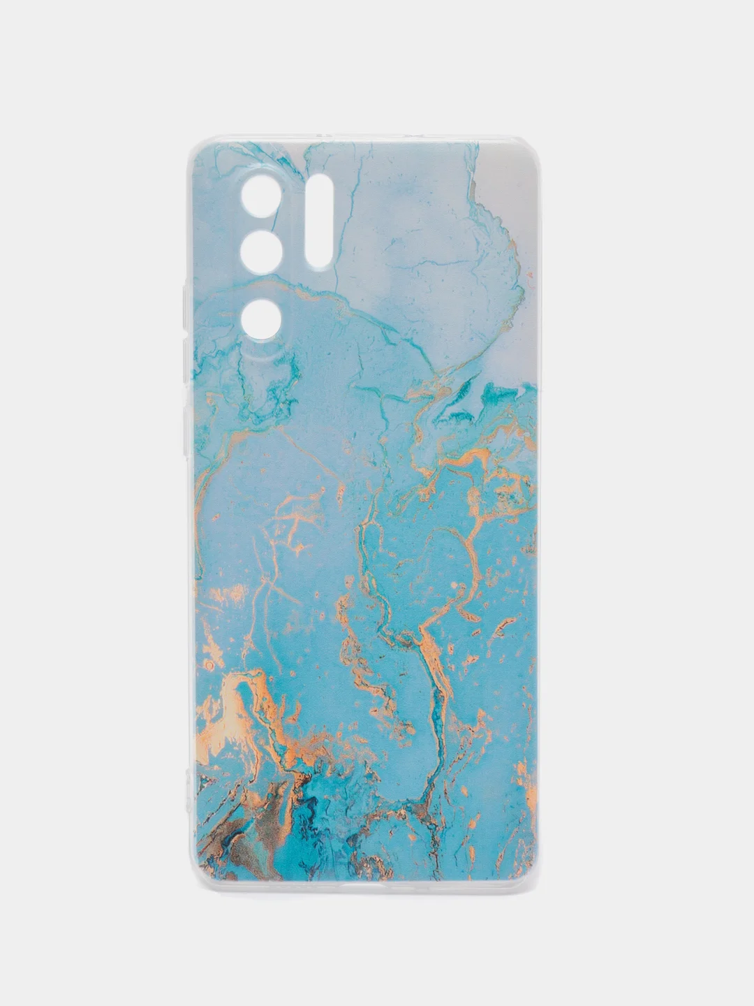 Светло-синий силиконовый чехол на Huawei P30 Pro / Хуавей P30 Pro прозрачный, с рисунком, защита камеры