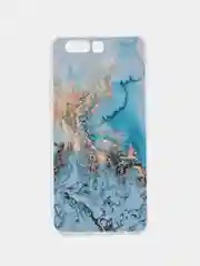 Голубой силиконовый чехол на Huawei Honor 9 / Хонор 9 прозрачный, с рисунком, защита камеры