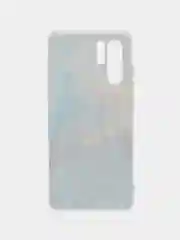 Голубой силиконовый чехол на Huawei P30 Pro / Хуавей P30 Pro прозрачный, с рисунком, защита камеры