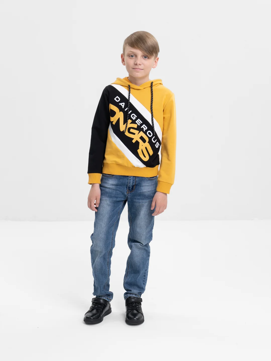 Горчичный свитшот Bonito kids, толстовка для мальчика, с капюшоном