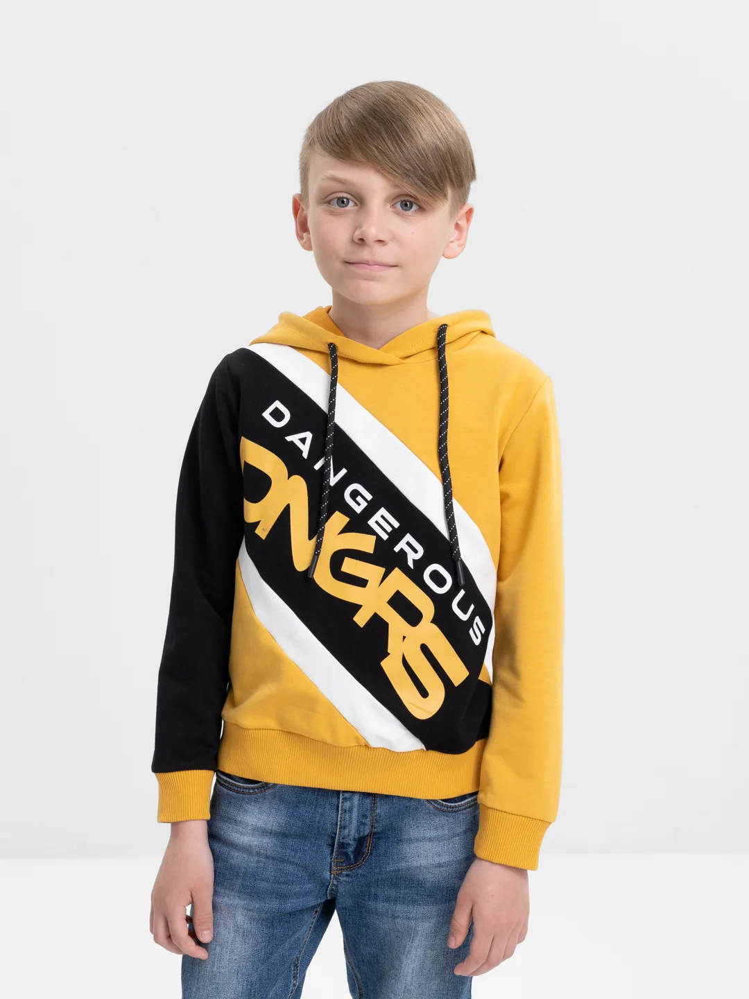 Горчичный свитшот Bonito kids, толстовка для мальчика, с капюшоном