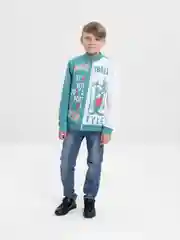Бирюзовый толстовка, бомбер для мальчика, свитшот. BonitoKids