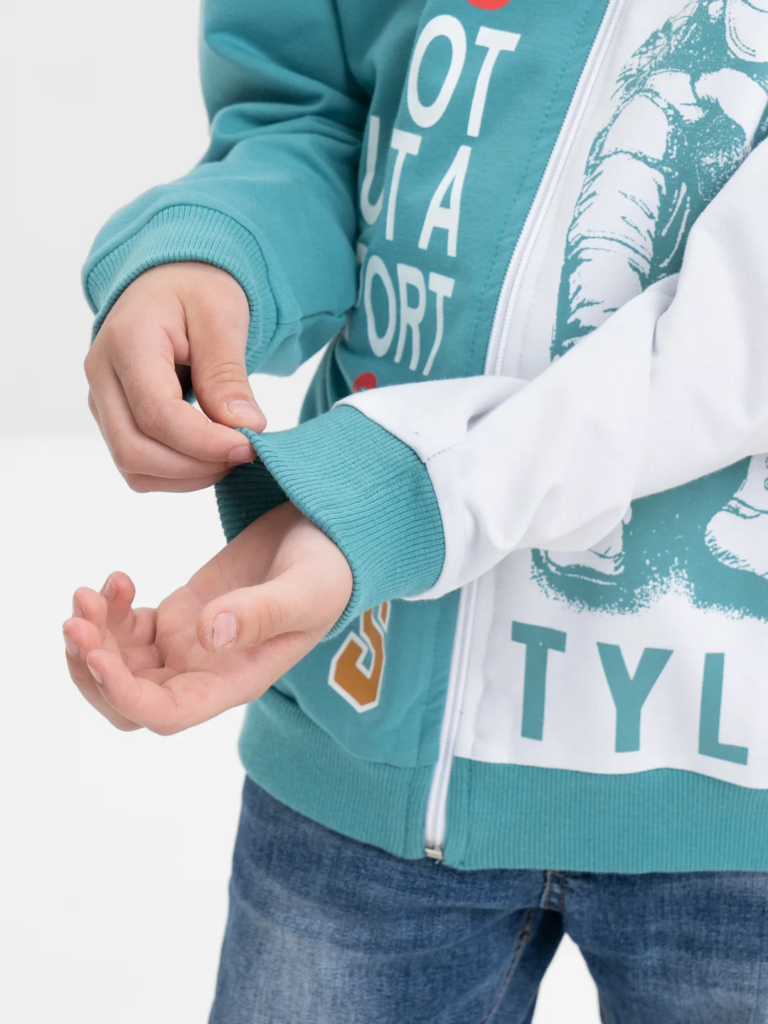 Бирюзовый толстовка, бомбер для мальчика, свитшот. BonitoKids