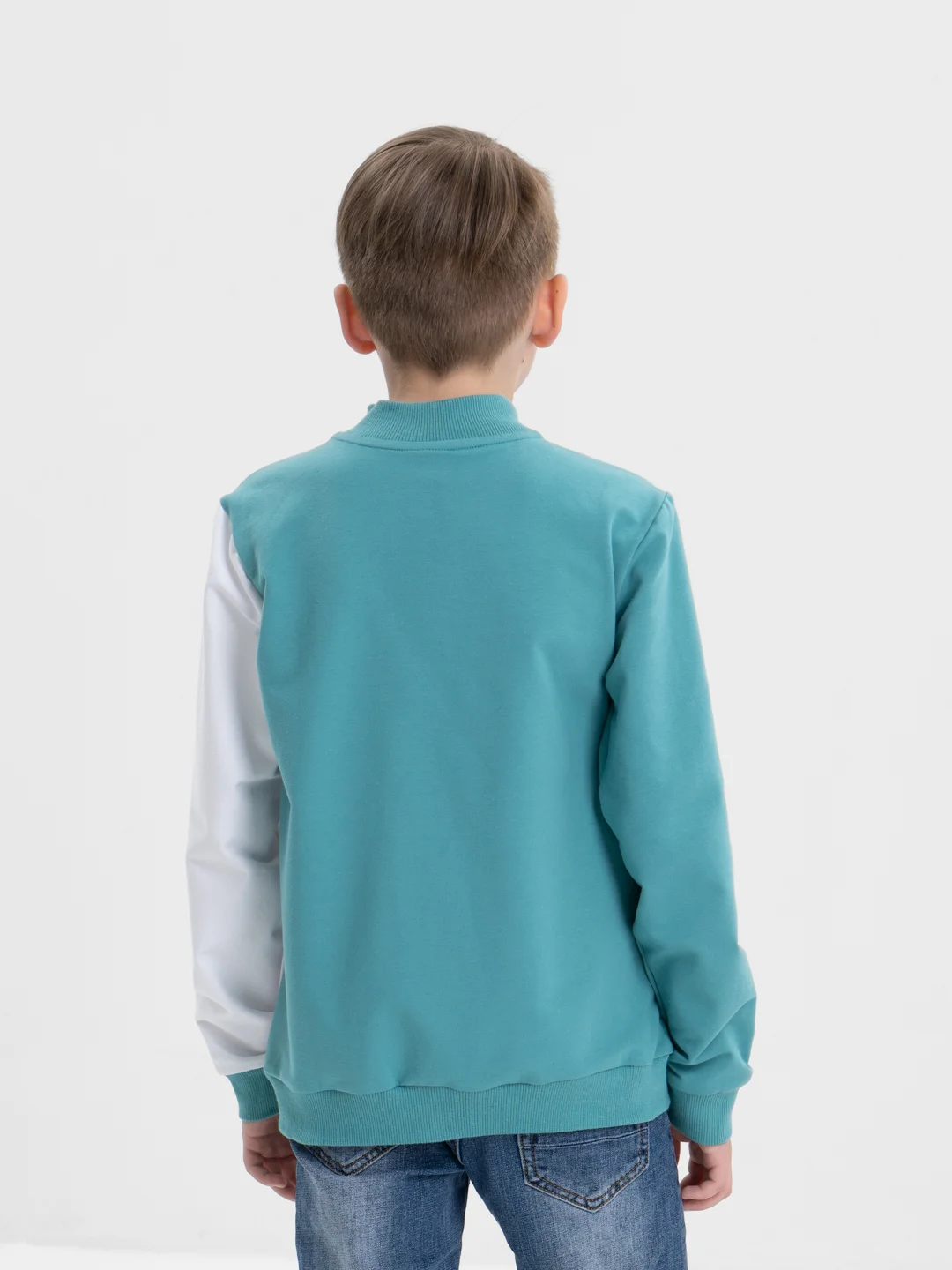Бирюзовый толстовка, бомбер для мальчика, свитшот. BonitoKids