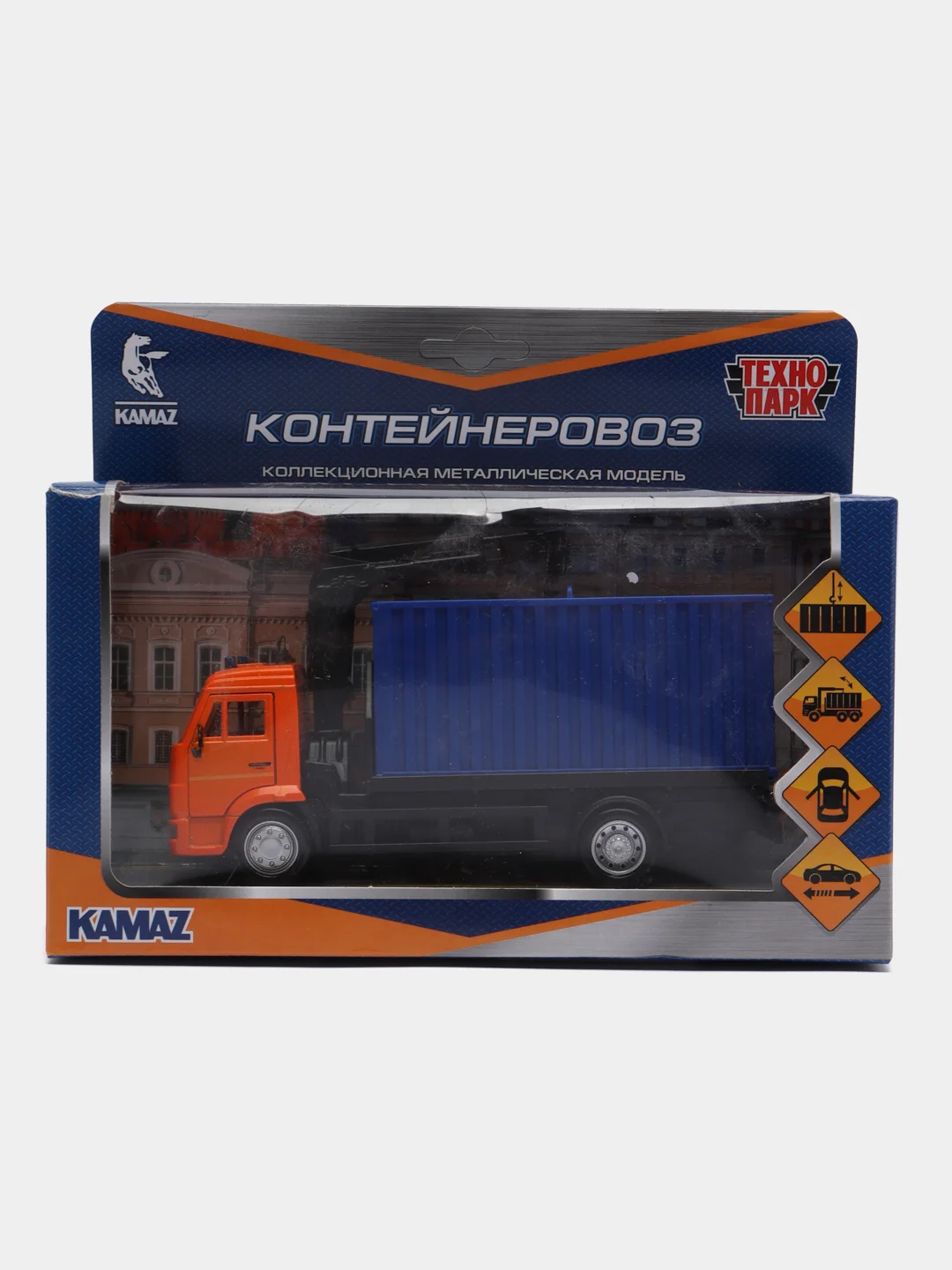 Машина Технопарк Kamaz "Контейнеровоз", металл, подвижные детали, инерция, 15,5 см