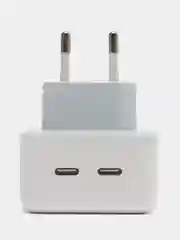 Белый двухпортовый адаптер питания USB-C мощностью 35 Вт для быстрой зарядки iPhone, Android