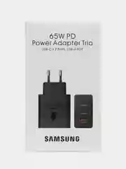 Черный трёхпортовый адаптер питания USB-C мощностью 65 Вт для быстрой зарядки iPhone, Android