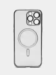 Фиолетовый магнитный чехол MagSafe iPhone 14 Plus Pro Max с гальваническим покрытием