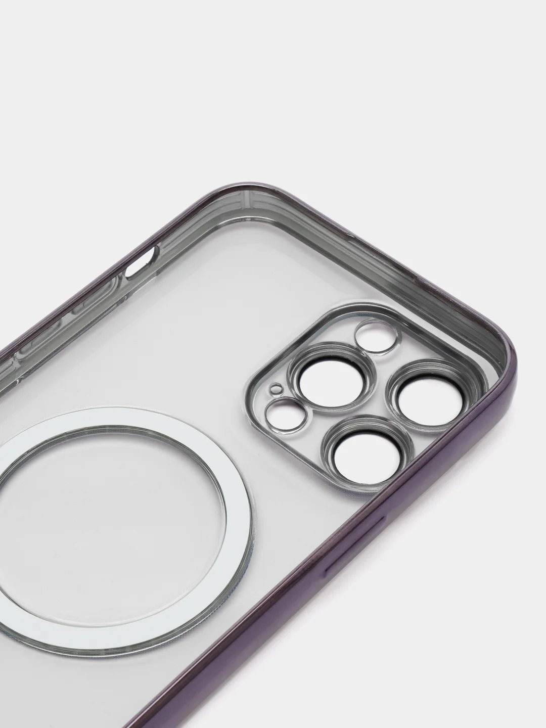 Фиолетовый магнитный чехол MagSafe iPhone 14 Plus Pro Max с гальваническим покрытием