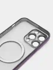 Фиолетовый магнитный чехол MagSafe iPhone 14 Plus Pro Max с гальваническим покрытием