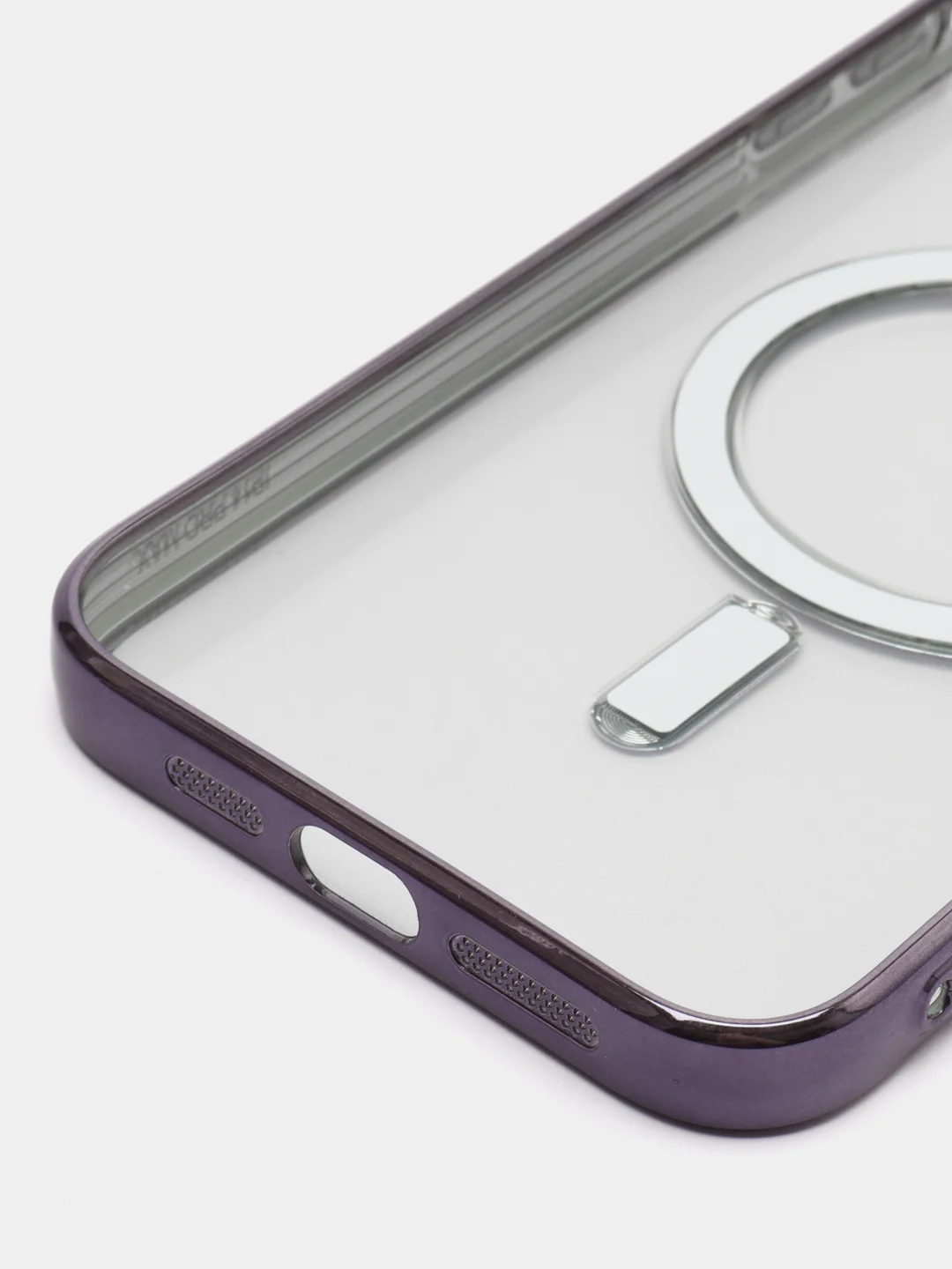Фиолетовый магнитный чехол MagSafe iPhone 14 Plus Pro Max с гальваническим покрытием