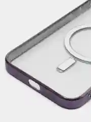 Фиолетовый магнитный чехол MagSafe iPhone 14 Plus Pro Max с гальваническим покрытием