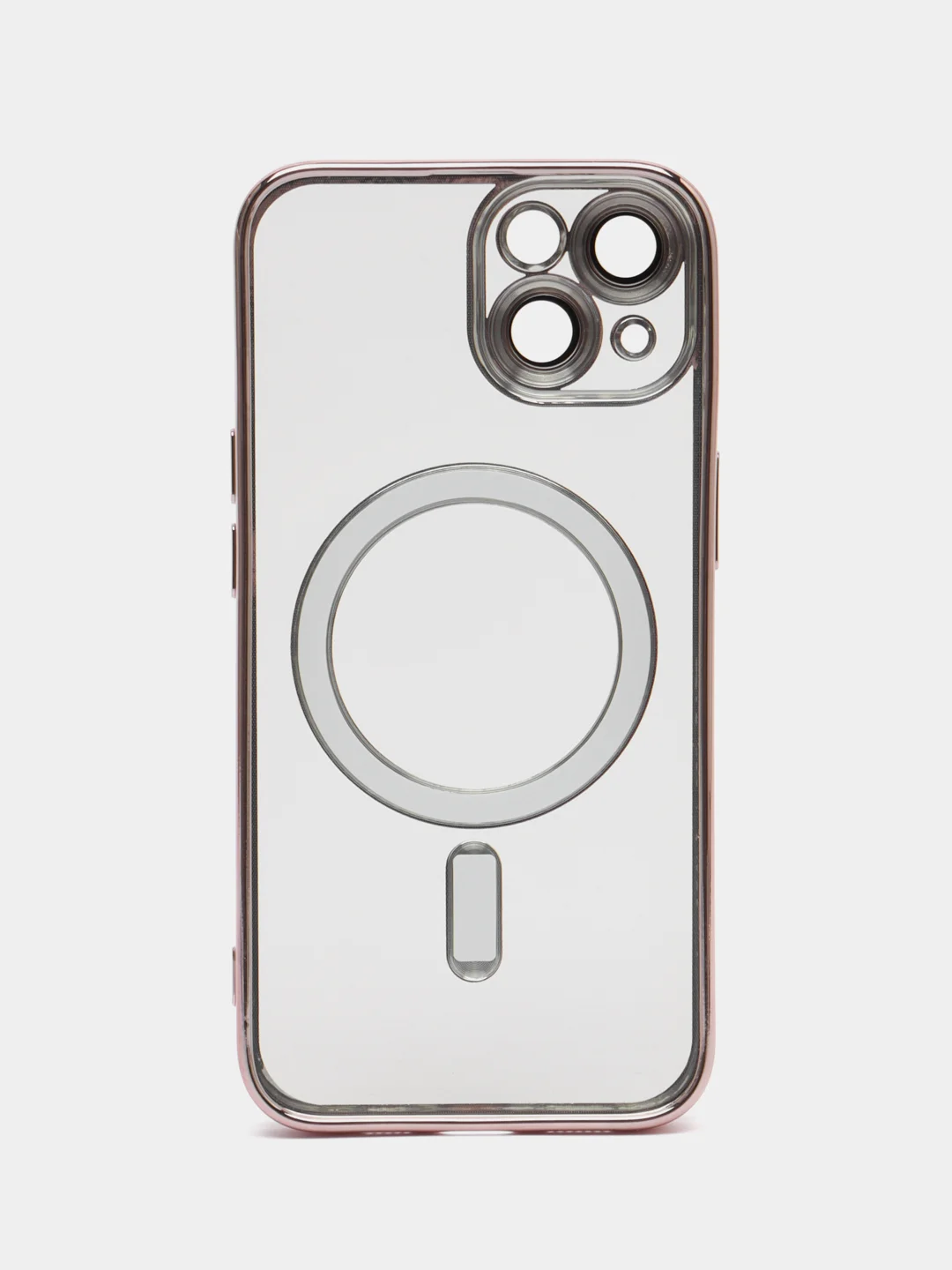 Розовый магнитный чехол MagSafe iPhone 14 Plus Pro Max с гальваническим покрытием