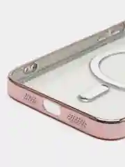 Розовый магнитный чехол MagSafe iPhone 14 Plus Pro Max с гальваническим покрытием