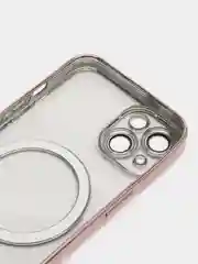 Розовый магнитный чехол MagSafe iPhone 14 Plus Pro Max с гальваническим покрытием