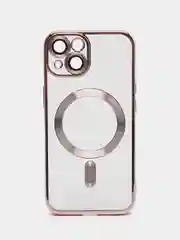 Розовый магнитный чехол MagSafe iPhone 14 Plus Pro Max с гальваническим покрытием