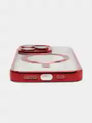 Красный магнитный чехол MagSafe iPhone 14 Plus Pro Max с гальваническим покрытием