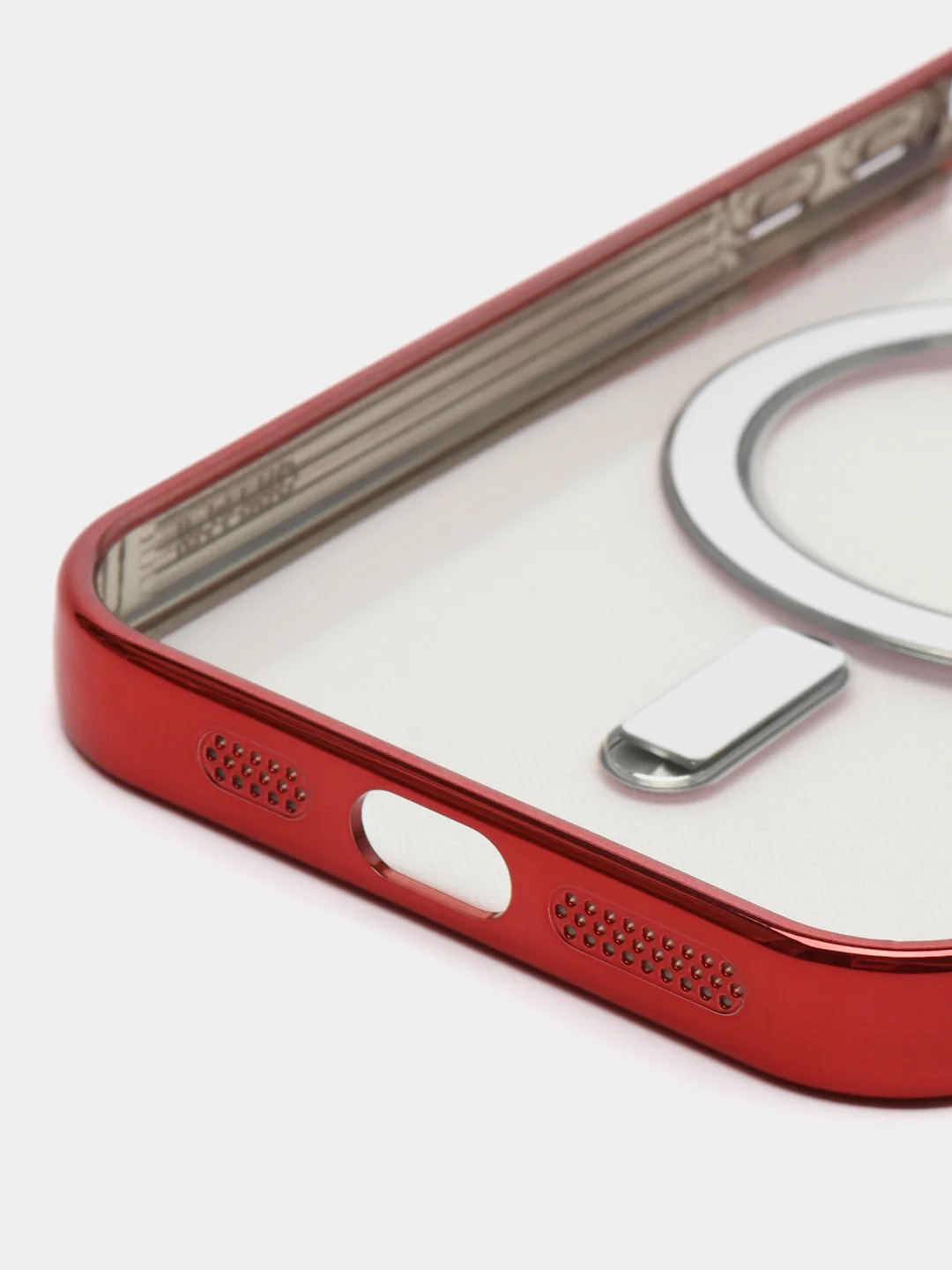 Красный магнитный чехол MagSafe iPhone 14 Plus Pro Max с гальваническим покрытием
