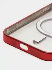 Красный магнитный чехол MagSafe iPhone 14 Plus Pro Max с гальваническим покрытием