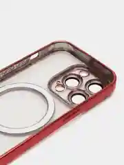 Красный магнитный чехол MagSafe iPhone 14 Plus Pro Max с гальваническим покрытием