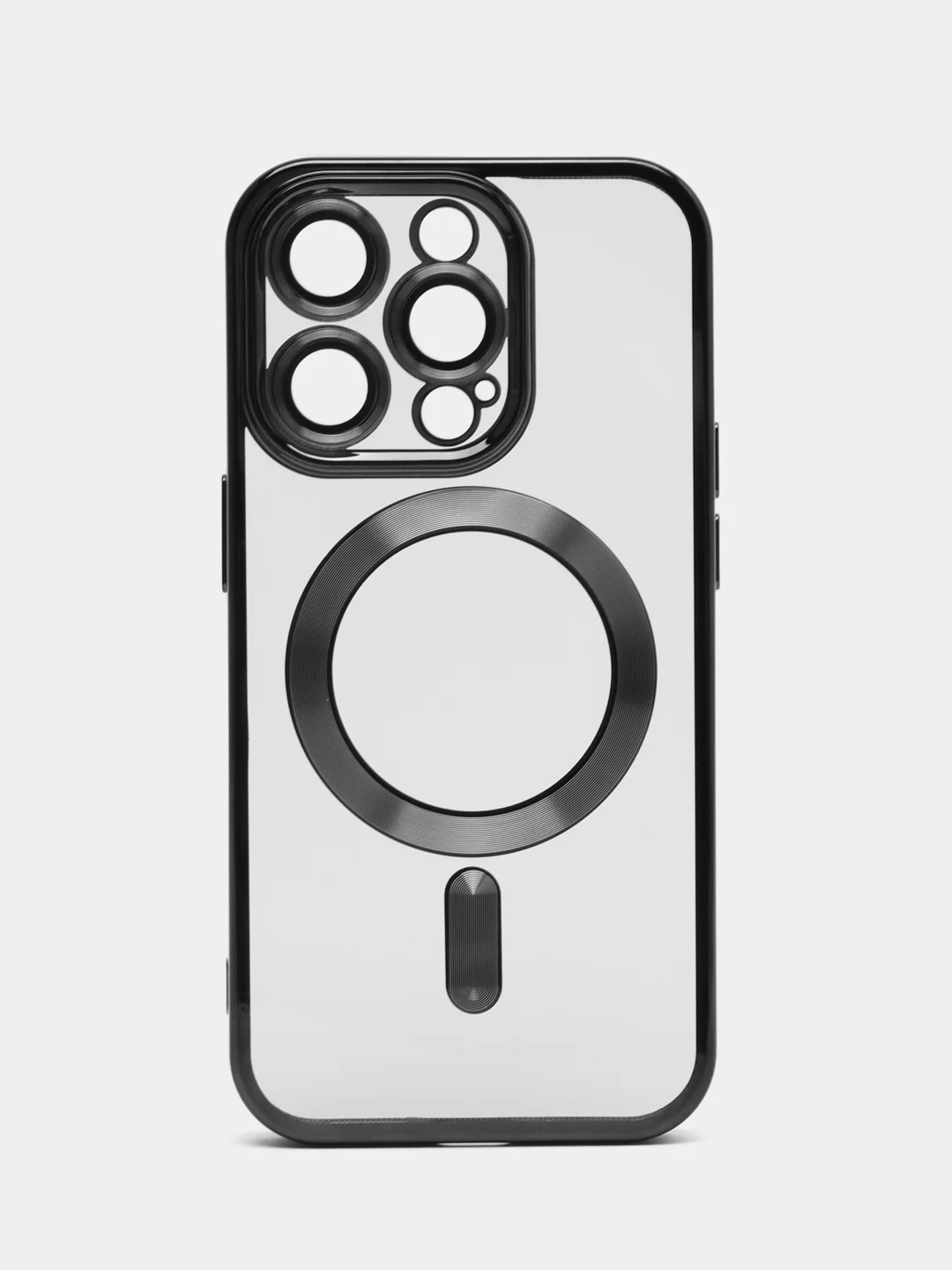 Черный магнитный чехол MagSafe iPhone 14 Plus Pro Max с гальваническим покрытием