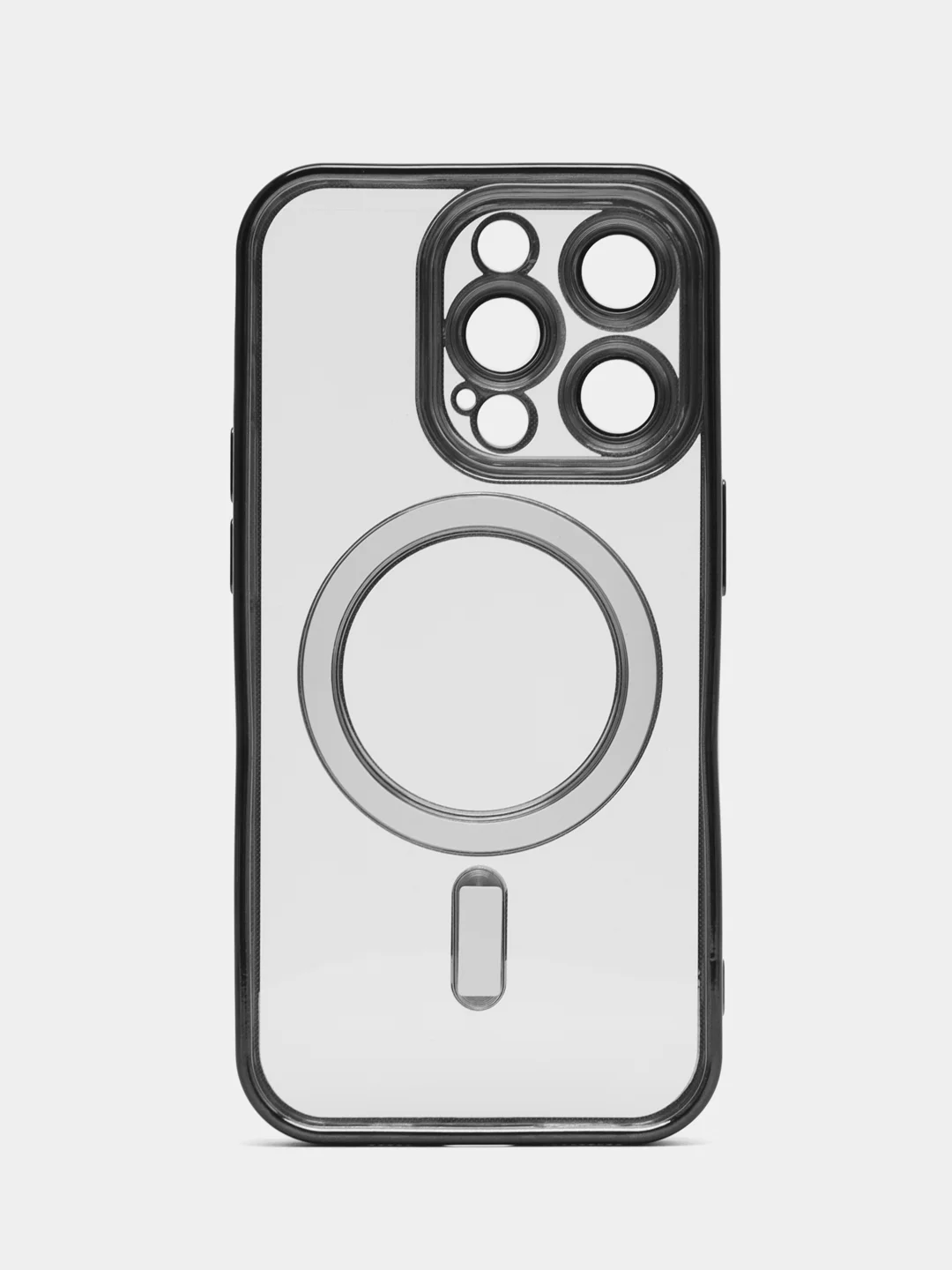Черный магнитный чехол MagSafe iPhone 14 Plus Pro Max с гальваническим покрытием