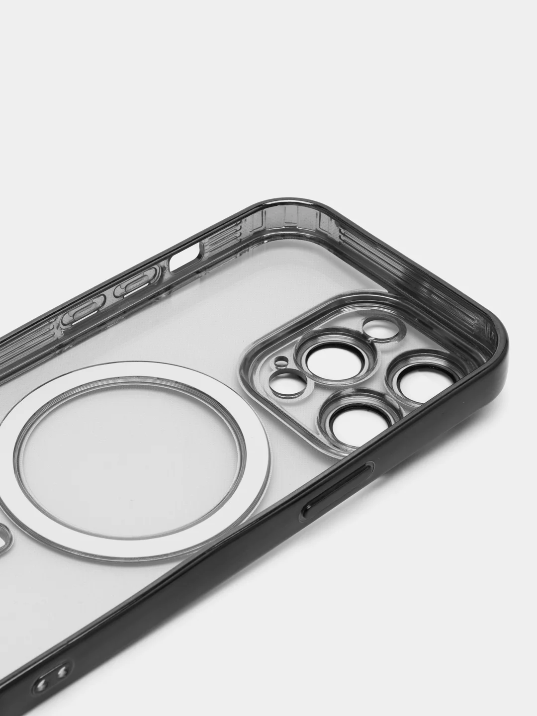Черный магнитный чехол MagSafe iPhone 14 Plus Pro Max с гальваническим покрытием