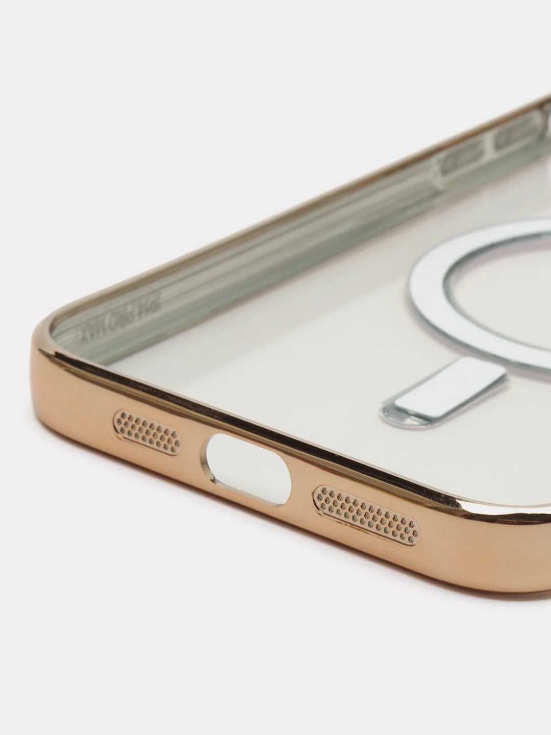 Золотой магнитный чехол MagSafe iPhone 14 Plus Pro Max с гальваническим покрытием