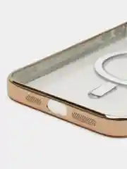 Золотой магнитный чехол MagSafe iPhone 14 Plus Pro Max с гальваническим покрытием