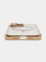 Золотой магнитный чехол MagSafe iPhone 14 Plus Pro Max с гальваническим покрытием