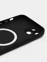 Черный цветной магнитный чехол MagSafe на iPhone 14 Plus Pro Max с защитным стеклом камеры