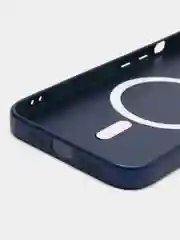 Синий цветной магнитный чехол MagSafe на iPhone 14 Plus Pro Max с защитным стеклом камеры