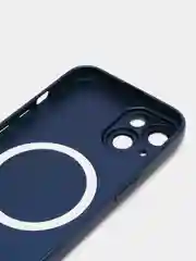 Синий цветной магнитный чехол MagSafe на iPhone 14 Plus Pro Max с защитным стеклом камеры