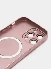 Розовый цветной магнитный чехол MagSafe на iPhone 14 Plus Pro Max с защитным стеклом камеры