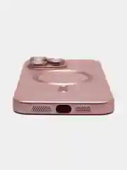 Розовый цветной магнитный чехол MagSafe на iPhone 14 Plus Pro Max с защитным стеклом камеры
