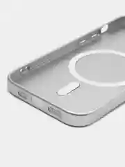 Серебряный цветной магнитный чехол MagSafe на iPhone 14 Plus Pro Max с защитным стеклом камеры