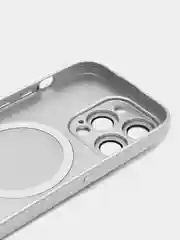 Серебряный цветной магнитный чехол MagSafe на iPhone 14 Plus Pro Max с защитным стеклом камеры