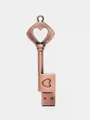 Медный usb флешка "Ключик с сердечком", металлическая