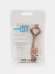 Медный usb флешка "Ключик с сердечком", металлическая