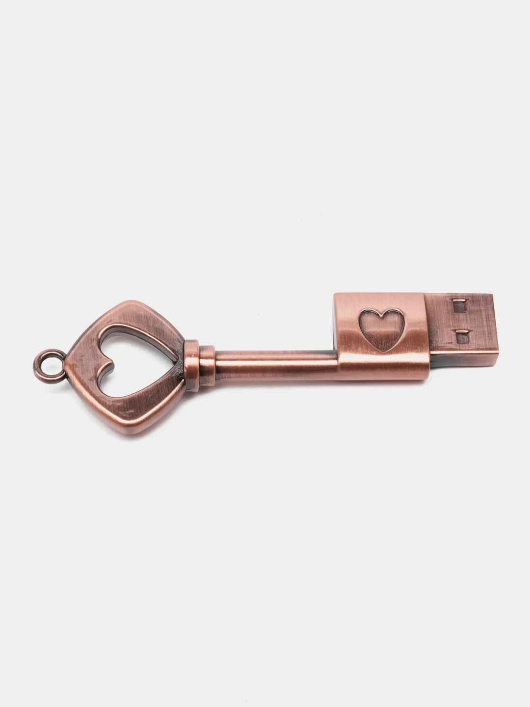Медный usb флешка "Ключик с сердечком", металлическая