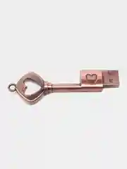 Медный usb флешка "Ключик с сердечком", металлическая